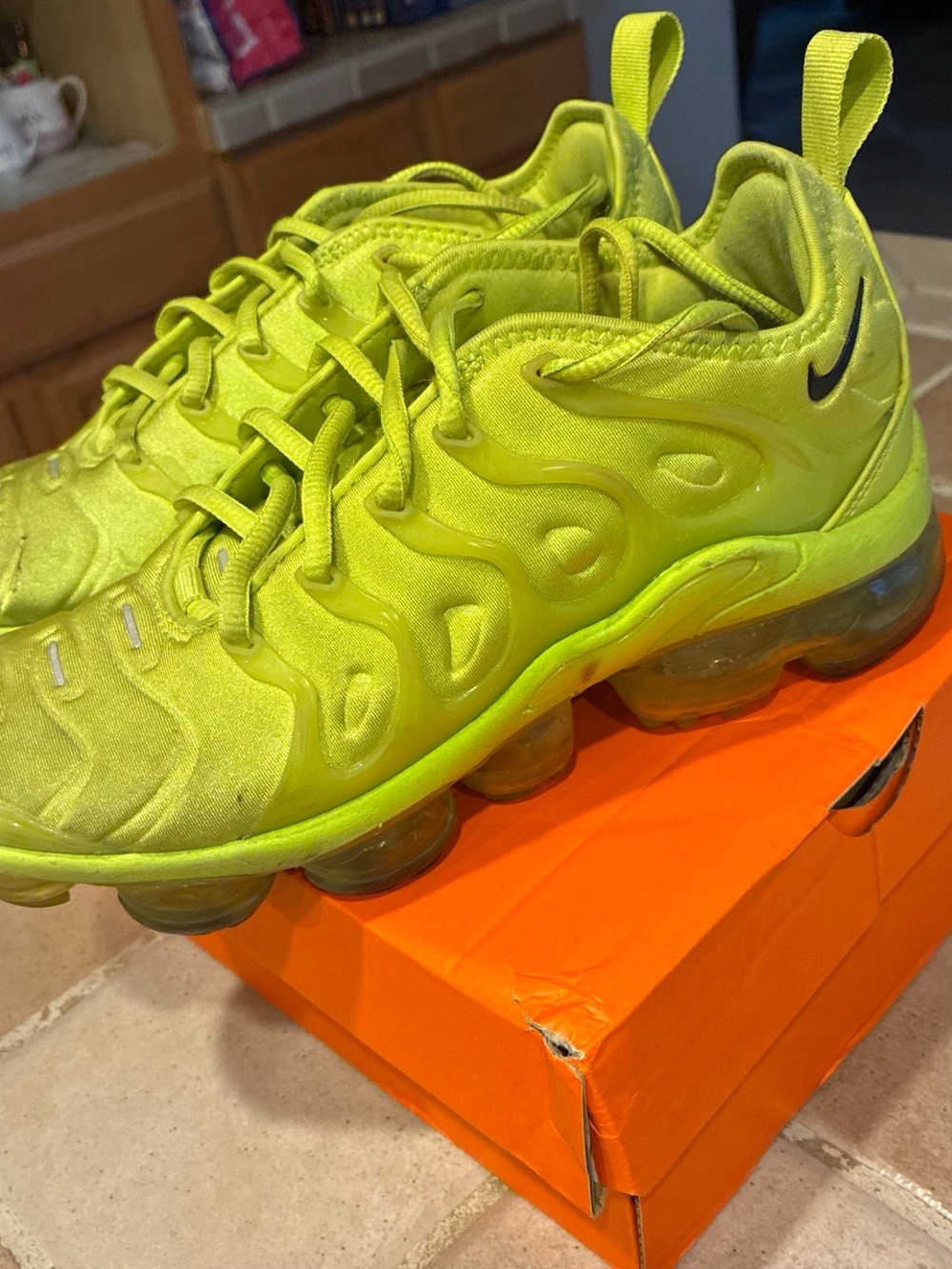 Ladies Nike Neon Yellow VaporMax-Style Sneakers